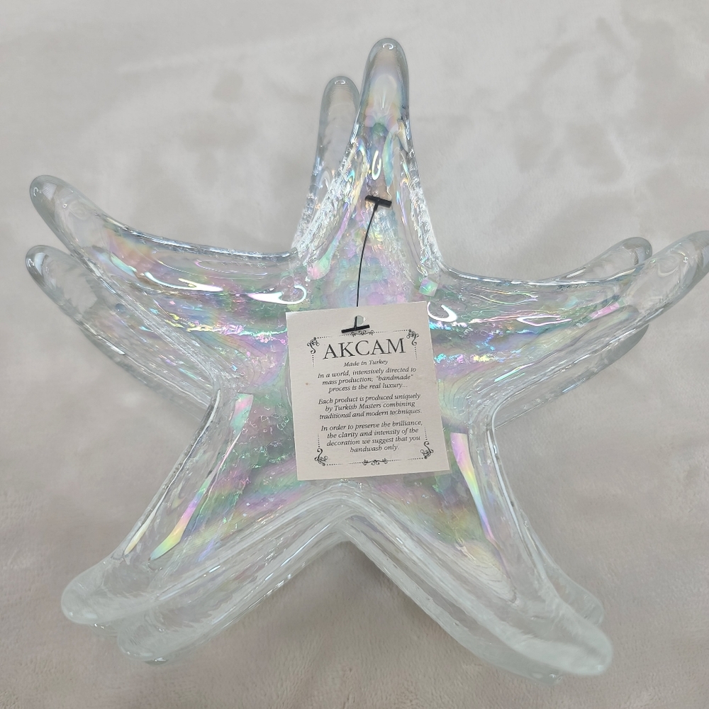 Akcam (4) Vintage Iridescent Starfish Appetizer/Tidbit Dishes Handmade in Turkey